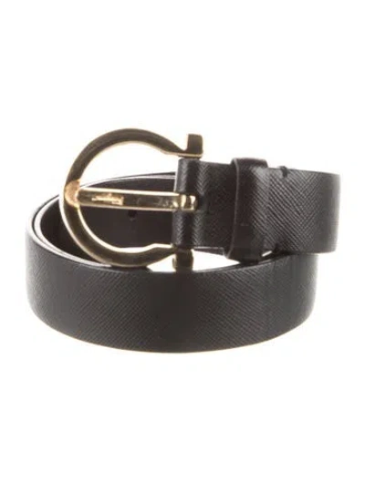 Pre-owned Ferragamo Skinny Leather Belt In Black