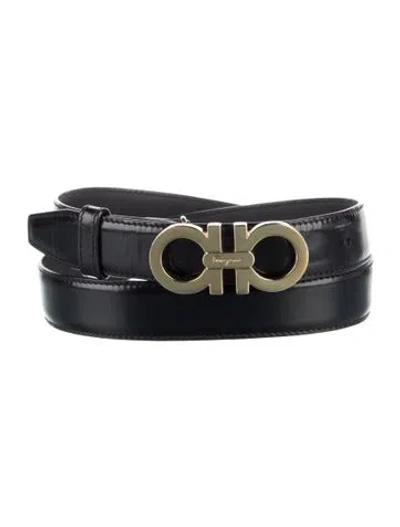 Pre-owned Ferragamo Skinny Leather Belt In Black
