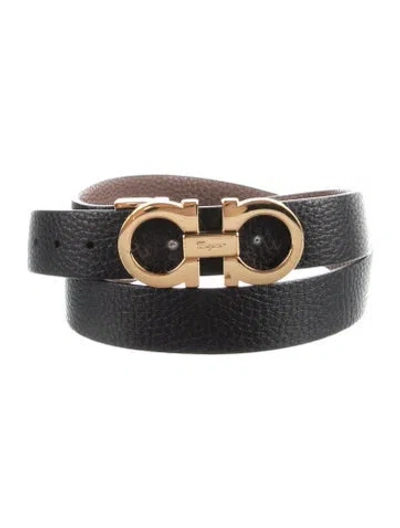 Pre-owned Ferragamo Skinny Leather Belt In Black