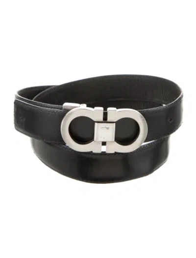 Pre-owned Ferragamo Skinny Leather Belt In Black