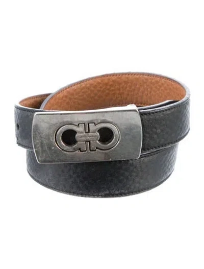 Pre-owned Ferragamo Skinny Leather Belt In Black
