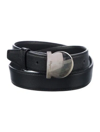 Pre-owned Ferragamo Skinny Leather Belt In Black