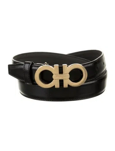 Pre-owned Ferragamo Skinny Leather Belt In Black