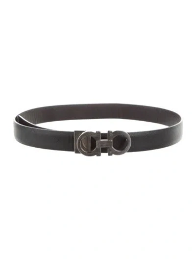 Pre-owned Ferragamo Skinny Leather Belt In Black
