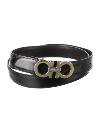 Pre-owned Ferragamo Skinny Leather Belt In Black