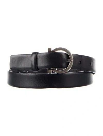 Pre-owned Ferragamo Skinny Leather Belt In Black