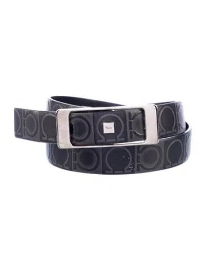 Pre-owned Ferragamo Skinny Leather Belt In Black/grey