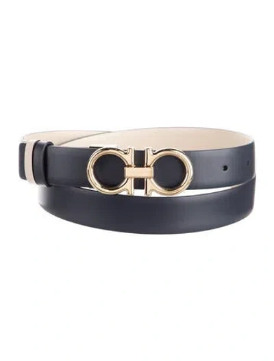 Pre-owned Ferragamo Skinny Leather Belt In Blue