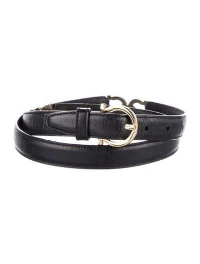 Pre-owned Ferragamo Skinny Leather Belt In Blue