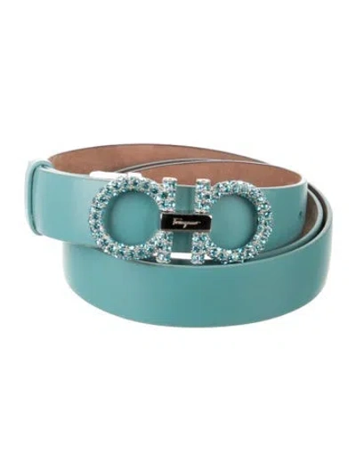 Pre-owned Ferragamo Skinny Leather Belt In Blue