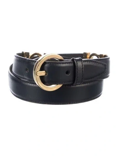 Pre-owned Ferragamo Skinny Leather Belt In Blue