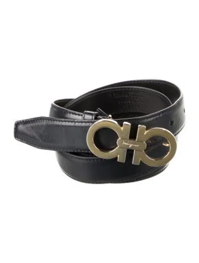 Pre-owned Ferragamo Skinny Leather Belt In Blue