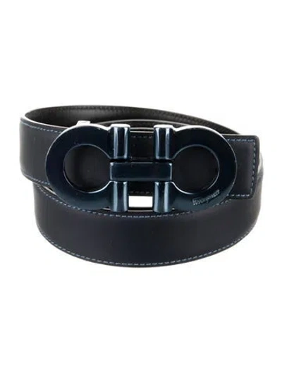 Pre-owned Ferragamo Skinny Leather Belt In Blue