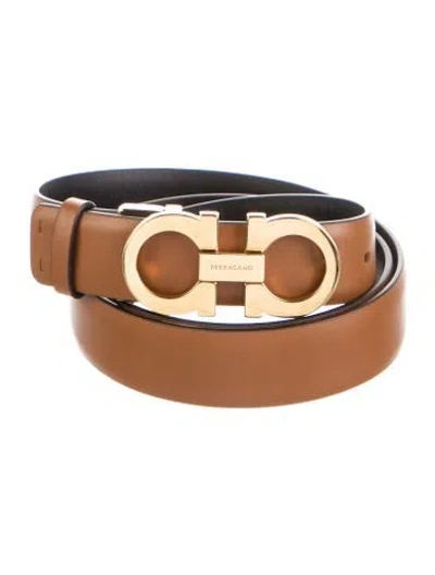 Pre-owned Ferragamo Skinny Leather Belt In Brown