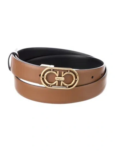Pre-owned Ferragamo Skinny Leather Belt In Brown