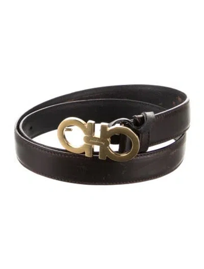 Pre-owned Ferragamo Skinny Leather Belt In Brown