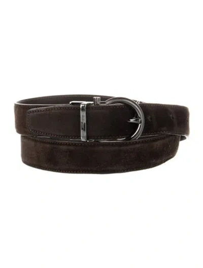 Pre-owned Ferragamo Skinny Leather Belt In Brown