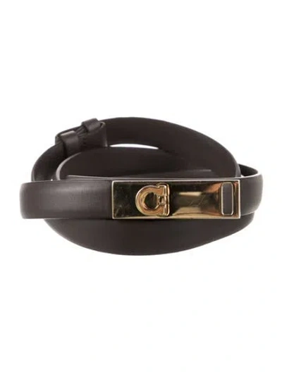Pre-owned Ferragamo Skinny Leather Belt In Brown