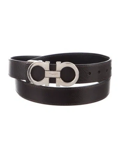 Pre-owned Ferragamo Skinny Leather Belt In Brown