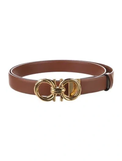 Pre-owned Ferragamo Skinny Leather Belt In Brown