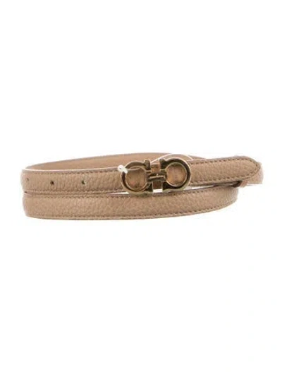 Pre-owned Ferragamo Skinny Leather Belt In Brown