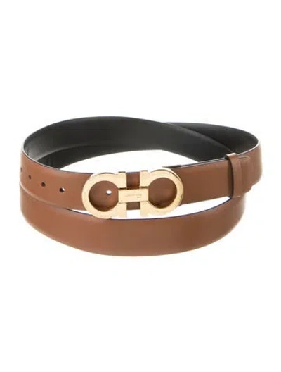 Pre-owned Ferragamo Skinny Leather Belt In Brown