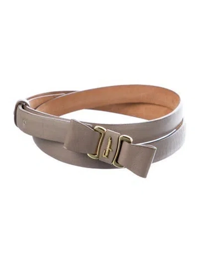 Pre-owned Ferragamo Skinny Leather Belt In Gold