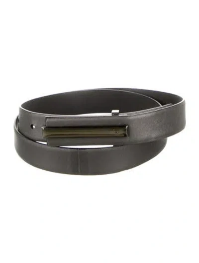 Pre-owned Ferragamo Skinny Leather Belt In Gray