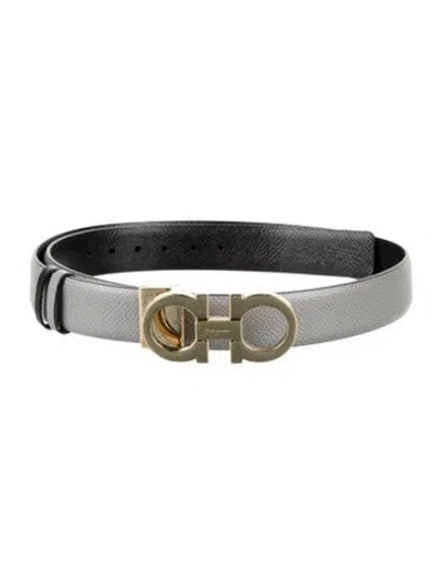 Pre-owned Ferragamo Skinny Leather Belt In Grey