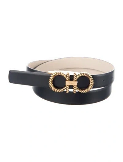 Pre-owned Ferragamo Skinny Leather Belt Kit In Black