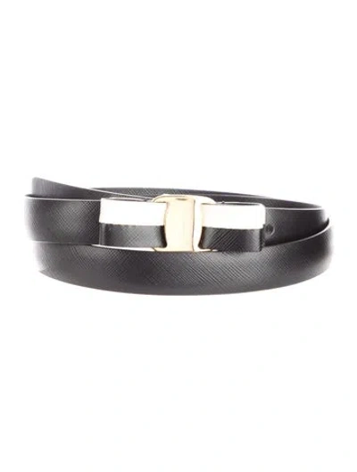 Pre-owned Ferragamo Skinny Leather Belt Kit In Black