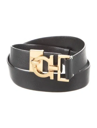 Pre-owned Ferragamo Skinny Leather Belt Kit In Black