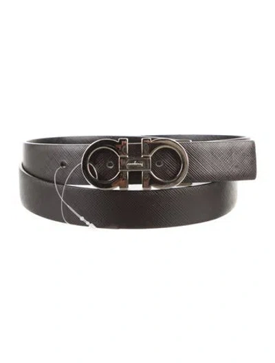 Pre-owned Ferragamo Skinny Leather Belt Kit In Black