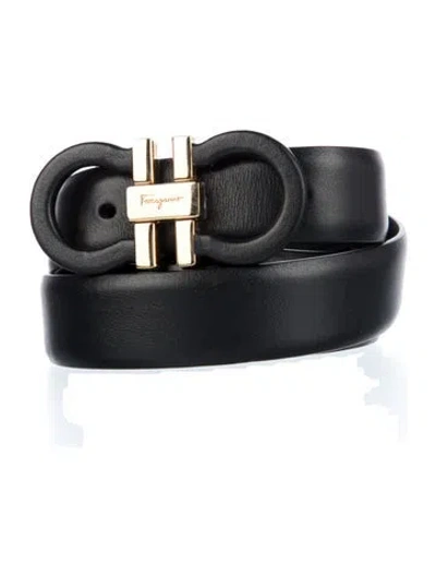 Pre-owned Ferragamo Skinny Leather Belt Kit In Black