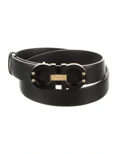 Pre-owned Ferragamo Skinny Leather Belt Kit In Black