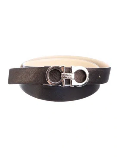 Pre-owned Ferragamo Skinny Leather Belt Kit In Black