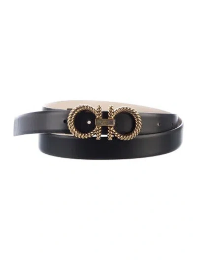 Pre-owned Ferragamo Skinny Leather Belt Kit In Black