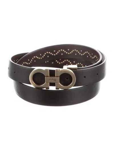Pre-owned Ferragamo Skinny Leather Belt Kit In Black