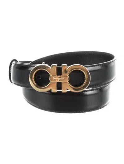 Pre-owned Ferragamo Skinny Leather Belt Kit In Black