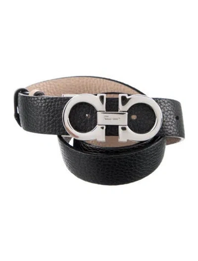 Pre-owned Ferragamo Skinny Leather Belt Kit In Black