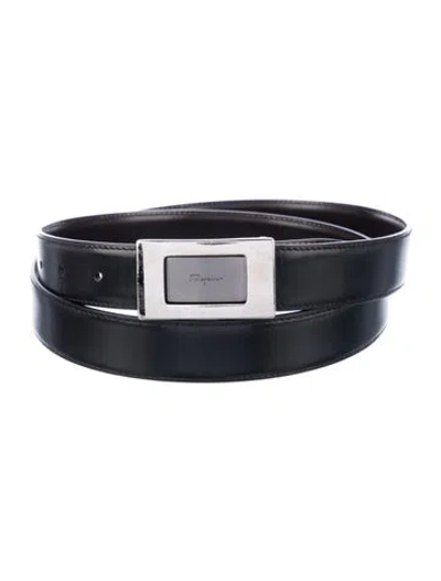 Pre-owned Ferragamo Skinny Leather Belt Kit In Black