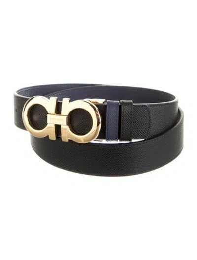 Pre-owned Ferragamo Skinny Leather Belt Kit In Blue