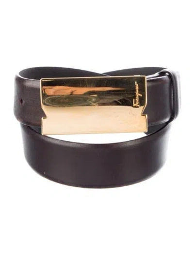 Pre-owned Ferragamo Skinny Leather Belt Kit In Brown