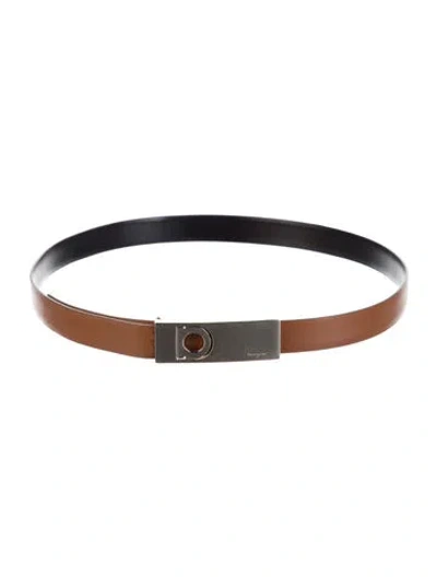 Pre-owned Ferragamo Skinny Leather Belt Kit In Brown