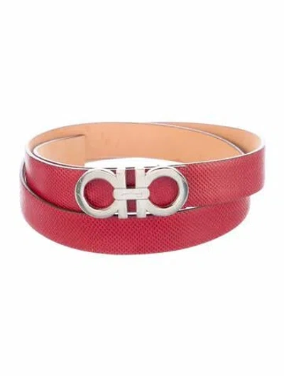 Pre-owned Ferragamo Skinny Leather Belt Kit In Red