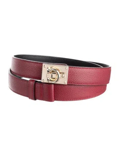 Pre-owned Ferragamo Skinny Leather Belt Kit In Red