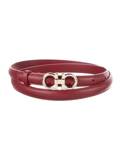 Pre-owned Ferragamo Skinny Leather Belt Kit In Red