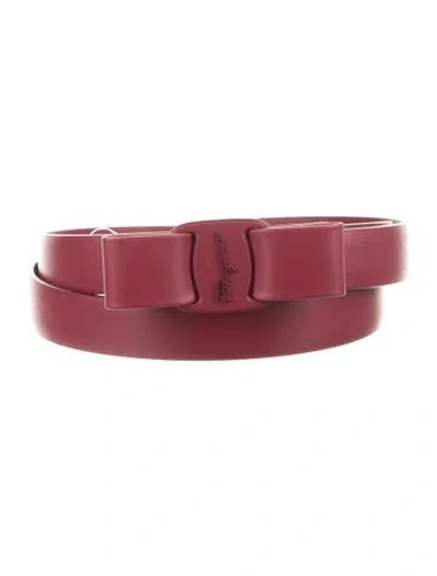 Pre-owned Ferragamo Skinny Leather Belt Kit In Red