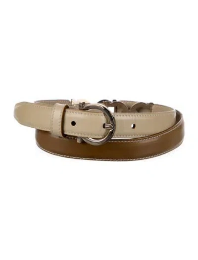Pre-owned Ferragamo Skinny Leather Belt In Neutral