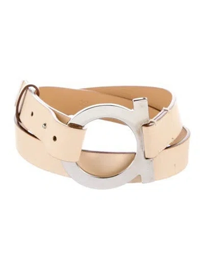 Pre-owned Ferragamo Skinny Leather Belt In Neutral